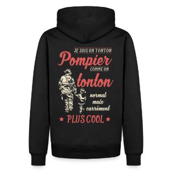 Super Tonton Pompier Cadeau Fete Des Peres - Sweat à capuche Premium bio Homme - noir - Dos - Nico (187cm)