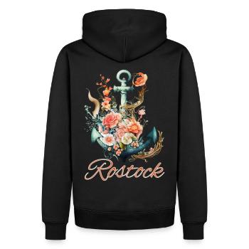 Ancre Rostock avec fleurs - Sweat à capuche Premium bio Homme - noir - Dos - Nico (187cm)