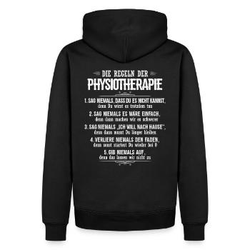 Physiotherapie/Physiotherapeut/Geschenk/Physio - Männer Premium Bio Hoodie - Schwarz - Hinten - Nico (187cm)