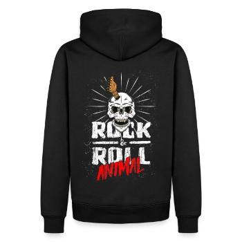 Rock And Roll ANIMAL - Männer Premium Bio Hoodie - Schwarz - Hinten - Nico (187cm)