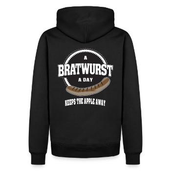 Une Bratwurst par jour éloigne la pomme - Sweat à capuche Premium bio Homme - noir - Dos - Nico (187cm)