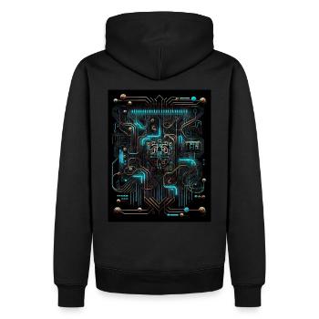 AI Art | Inside AI - Platine - Männer Premium Bio Hoodie - Schwarz - Hinten - Nico (187cm)