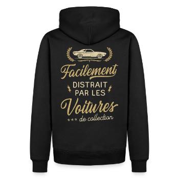 Voiture Automobile Vintage Ancienne Collection - Sweat à capuche Premium bio Homme - noir - Dos - Nico (187cm)