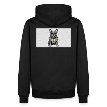 Tattoo Bulldog Gris mit Grünem Anhänger - Männer Premium Bio Hoodie - Schwarz - Hinten - Nico (187cm)