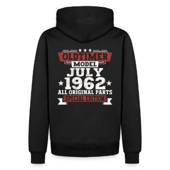 Oldtimer Juli 1962 60. Geburtstag Geschenk Herren - Männer Premium Bio Hoodie - Schwarz - Hinten - Nico (187cm)