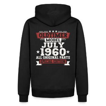Oldtimer Juillet 1960 62ème Anniversaire Cadeau Hommes - Sweat à capuche Premium bio Homme - noir - Dos - Nico (187cm)