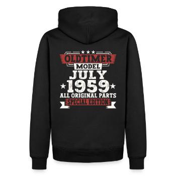 Oldtimer Juillet 1959 63ème Anniversaire Cadeau Hommes - Sweat à capuche Premium bio Homme - noir - Dos - Nico (187cm)