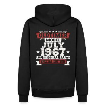 Oldtimer Juli 1967 55. Geburtstag Geschenk Herren - Männer Premium Bio Hoodie - Schwarz - Hinten - Nico (187cm)