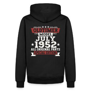 Oldtimer Juillet 1952 70e anniversaire Cadeau Hommes - Sweat à capuche Premium bio Homme - noir - Dos - Nico (187cm)