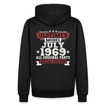 Oldtimer Juillet 1969 53ème Anniversaire Cadeau Hommes - Sweat à capuche Premium bio Homme - noir - Dos - Nico (187cm)