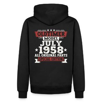 Oldtimer Juillet 1958 64ème Anniversaire Cadeau Hommes - Sweat à capuche Premium bio Homme - noir - Dos - Nico (187cm)