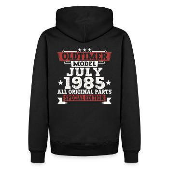 Oldtimer Juli 1985 37. Geburtstag Geschenk Herren - Männer Premium Bio Hoodie - Schwarz - Hinten - Nico (187cm)
