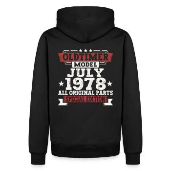 Oldtimer Juillet 1978 44ème Anniversaire Cadeau Hommes - Sweat à capuche Premium bio Homme - noir - Dos - Nico (187cm)