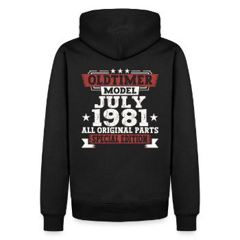 Oldtimer July 1981 41st Birthday Gift Men - Men’s Premium Organic Hoodie - black - Back - Nico (187cm)