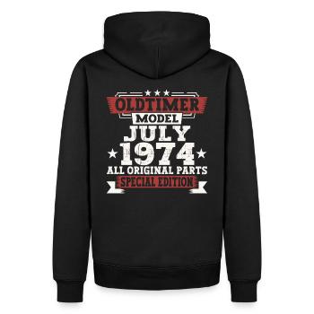 Oldtimer July 1974 48th Birthday Gift Men - Men’s Premium Organic Hoodie - black - Back - Nico (187cm)