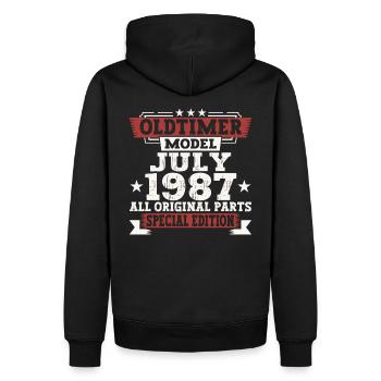 Oldtimer Juli 1987 35. Geburtstag Geschenk Herren - Männer Premium Bio Hoodie - Schwarz - Hinten - Nico (187cm)