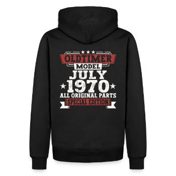 Oldtimer Juillet 1970 52ème Anniversaire Cadeau Hommes - Sweat à capuche Premium bio Homme - noir - Dos - Nico (187cm)