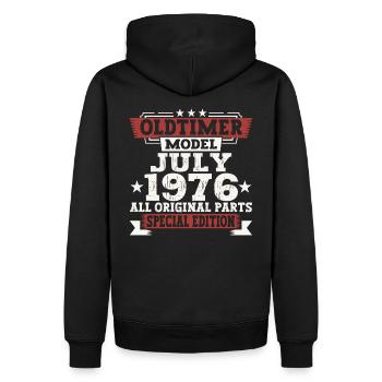 Oldtimer Juli 1976 46. Geburtstag Geschenk Herren - Männer Premium Bio Hoodie - Schwarz - Hinten - Nico (187cm)