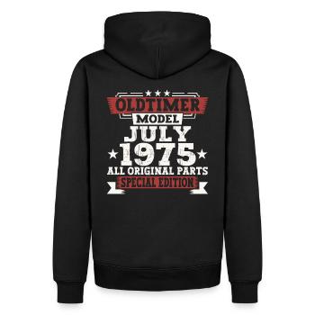 Oldtimer Juillet 1975 47ème Anniversaire Cadeau Hommes - Sweat à capuche Premium bio Homme - noir - Dos - Nico (187cm)