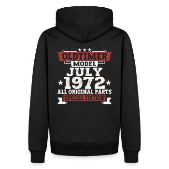 Oldtimer Juillet 1972 50ème Anniversaire Cadeau Hommes - Sweat à capuche Premium bio Homme - noir - Dos - Nico (187cm)