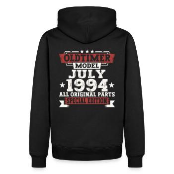 Oldtimer Juillet 1994 28ème Anniversaire Cadeau Hommes - Sweat à capuche Premium bio Homme - noir - Dos - Nico (187cm)