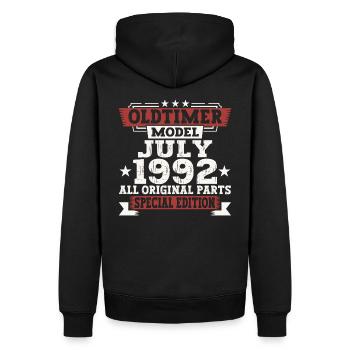 Oldtimer Juillet 1992 30ème Anniversaire Cadeau Hommes - Sweat à capuche Premium bio Homme - noir - Dos - Nico (187cm)