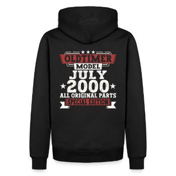 Oldtimer Juillet 2000 22ème Anniversaire Cadeau Hommes - Sweat à capuche Premium bio Homme - noir - Dos - Nico (187cm)