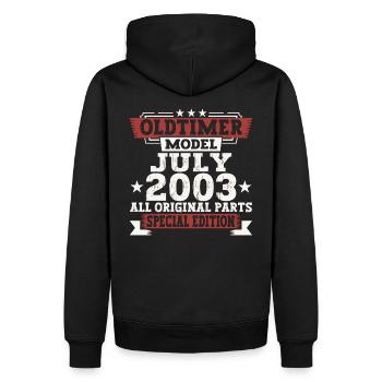 Oldtimer Juli 2003 19. Geburtstag Geschenk Herren - Männer Premium Bio Hoodie - Schwarz - Hinten - Nico (187cm)