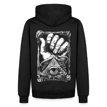 Eye in pyramid retro punk - Men’s Premium Organic Hoodie - black - Back - Nico (187cm)