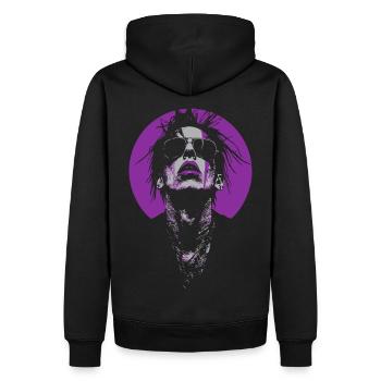Cooler lila Gothic-Typ - Männer Premium Bio Hoodie - Schwarz - Hinten - Nico (187cm)