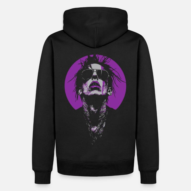 Mec gothique violet cool - Sweat à capuche Premium bio Homme - noir