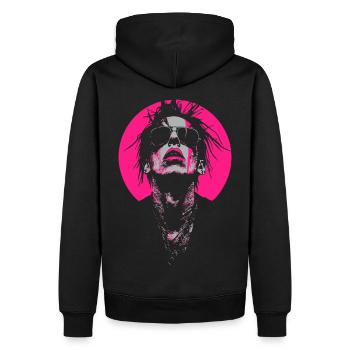 Cooler pinker Gothic-Typ - Männer Premium Bio Hoodie - Schwarz - Hinten - Nico (187cm)
