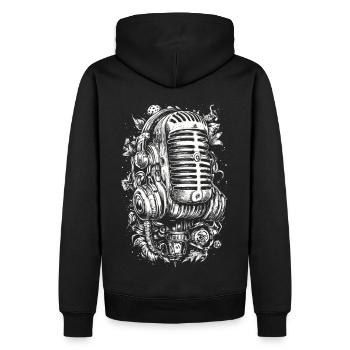 Mikrofon retro Musik - Männer Premium Bio Hoodie - Schwarz - Hinten - Nico (187cm)