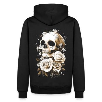 Totenkopf schädel mit rosen knochen - Männer Premium Bio Hoodie - Schwarz - Hinten - Nico (187cm)