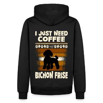 Bichon frisé - Sweat à capuche Premium bio Homme - noir - Dos - Nico (187cm)