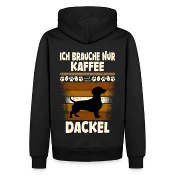 Dackel kaffee - Männer Premium Bio Hoodie - Schwarz - Hinten - Nico (187cm)