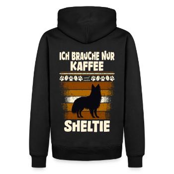 sheltie hund und kaffee - Männer Premium Bio Hoodie - Schwarz - Hinten - Nico (187cm)