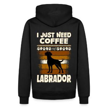 Labrador my dog coffee - Men’s Premium Organic Hoodie - black - Back - Nico (187cm)