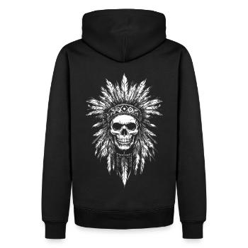 skull totem indian - Men’s Premium Organic Hoodie - black - Back - Nico (187cm)