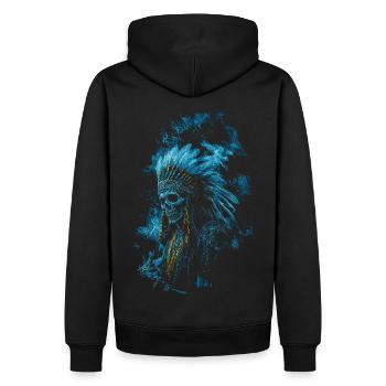 Crâne indien avec or - Sweat à capuche Premium bio Homme - noir - Dos - Nico (187cm)