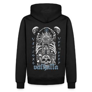Viking Valhalla Runes Symbols - Men’s Premium Organic Hoodie - black - Back - Nico (187cm)