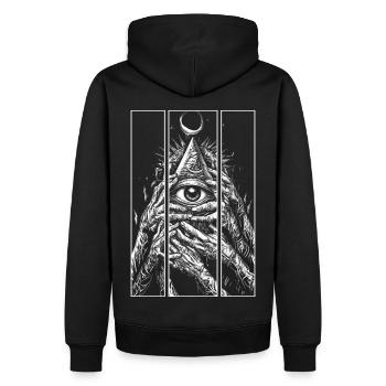 Pyramide Auge punk style - Männer Premium Bio Hoodie - Schwarz - Hinten - Nico (187cm)