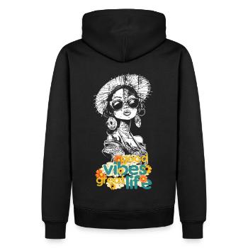 Femme Good Vibe Fleurs - Sweat à capuche Premium bio Homme - noir - Dos - Nico (187cm)