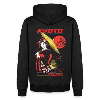 Kyoto Japan - Geisha - Men’s Premium Organic Hoodie - black - Back - Nico (187cm)
