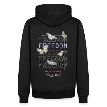 FREEDOM - Männer Premium Bio Hoodie - Schwarz - Hinten - Nico (187cm)