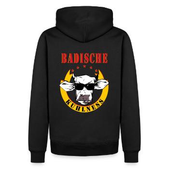 Badische Kuhlness - Baden Württemberg Schwarzwald - Männer Premium Bio Hoodie - Schwarz - Hinten - Nico (187cm)