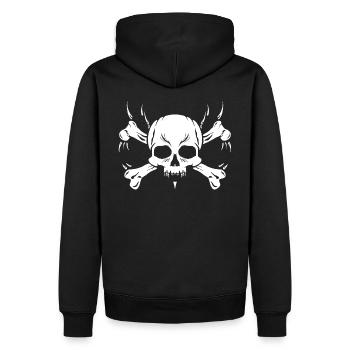 Totenkopf mit Knochen - Metal Style - Männer Premium Bio Hoodie - Schwarz - Hinten - Nico (187cm)