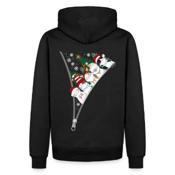 Weihnachten Reißverschluss Katzen - Männer Premium Bio Hoodie - Schwarz - Hinten - Nico (187cm)