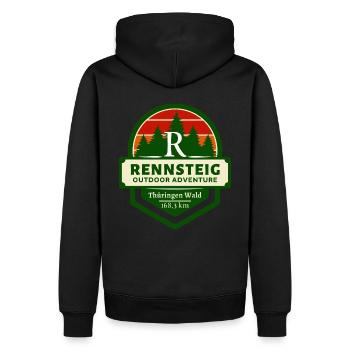 Rennsteig-Höhenweg des Thüringer Waldes - Männer Premium Bio Hoodie - Schwarz - Hinten - Nico (187cm)