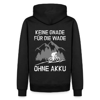 MTB - KEINE GNADE FÜR DIE WADE - ohne AKKU - Männer Premium Bio Hoodie - Schwarz - Hinten - Nico (187cm)